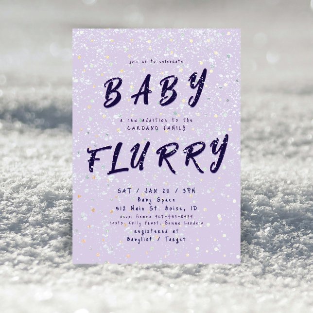 Convite Winter Baby Sprinkle | Purple Snow Flurry (Criador carregado)