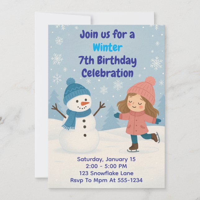 Convite Winter Birthday Celebration (Frente)