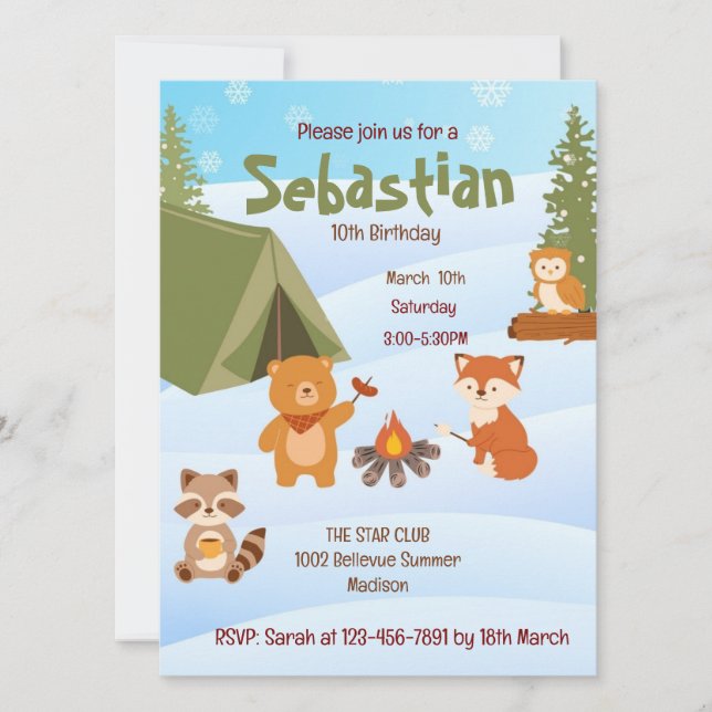 Convite Winter Birthday invitation  (Frente)