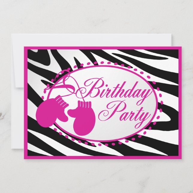 Convite Winter Birthday Mittens (Frente)