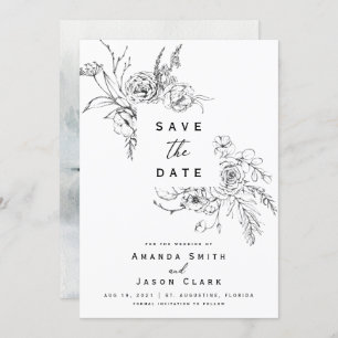 Convite Winter Black and White Save The Date Weding (Casam