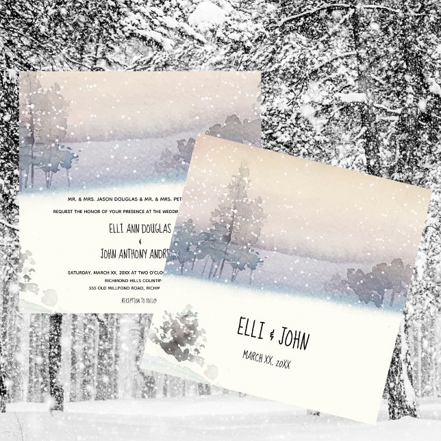 Convite Winter Blue and White Wedding (Winter Wedding Blue and White Invitation)
