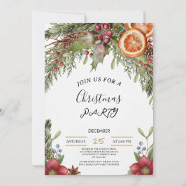 Convite Winter Botanical Christmas Invite | Rustic Dinner