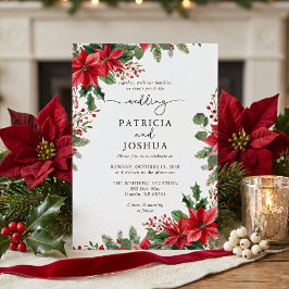Convite Winter Botanical Christmas Wedding Invitation