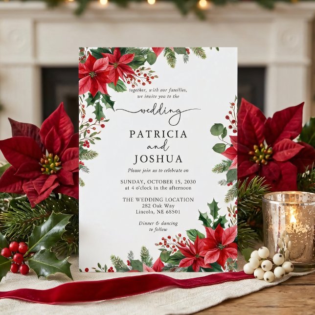 Convite Winter Botanical Christmas Wedding Invitation (Criador carregado)