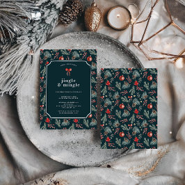 Convite Winter Botanicals Coquette Bow | Festa de Natal