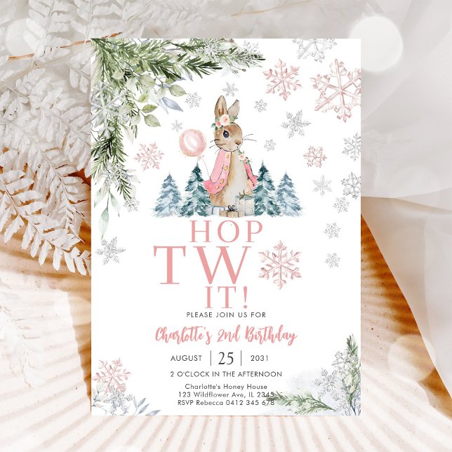 Convite Winter Bunny Birthday Invitation (Criador carregado)