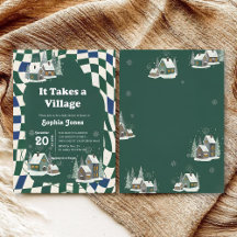 Winter Checkered "It Takes a Village" baby shower