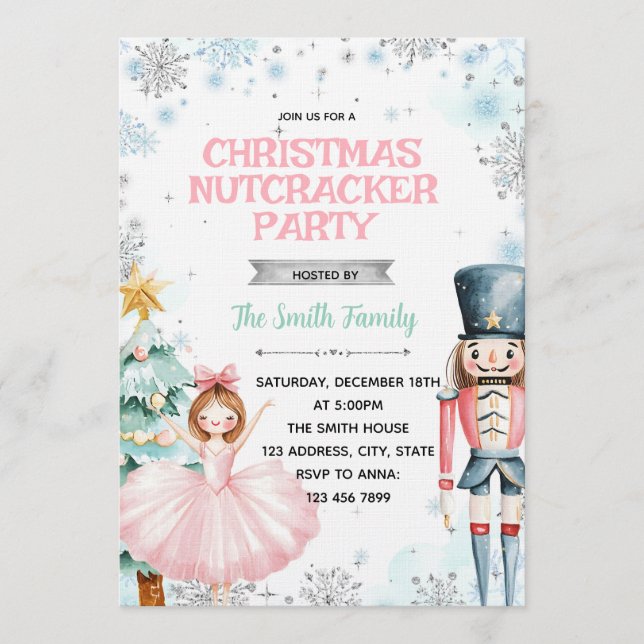 Convite Winter christmas nutcracker party invitation (Frente)