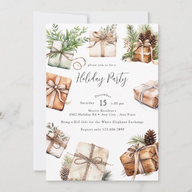 Convite Winter Elegant Holiday Party (Frente)