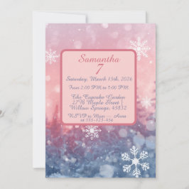 Convite Winter Fairy Tale Invitation, Romantic Snowflake