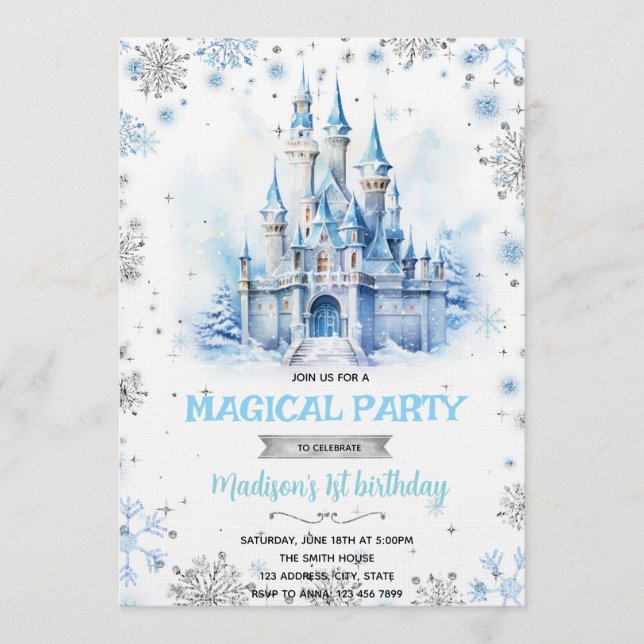 Convite Winter Fairytale Castle party invitation (Frente)