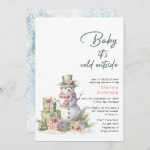 Winter Feliz Natal Snowman Watercolor Baby Sho