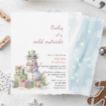 Convite Winter Feliz Natal Snowman Watercolor Baby Sho<br><div class="desc">Chá de fraldas de Aquarela de inverno Feliz Natal</div>