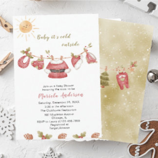Convite Winter Feliz Natal Snowman Watercolor Baby Sho