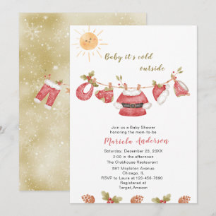 Convite Winter Feliz Natal Snowman Watercolor Baby Sho