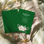 Convite Winter Floral |Convite à Festa de solteira Verde<br><div class="desc">Este floral de inverno no convite à festa de solteira verde esmeralda é perfeito para um elegante evento de Natal. A simples design rústica apresenta flores brancas com folhas de eucalipto e verduras de inverno sobre um fundo esmeralda escuro,  com uma sensação moderna de país.</div>