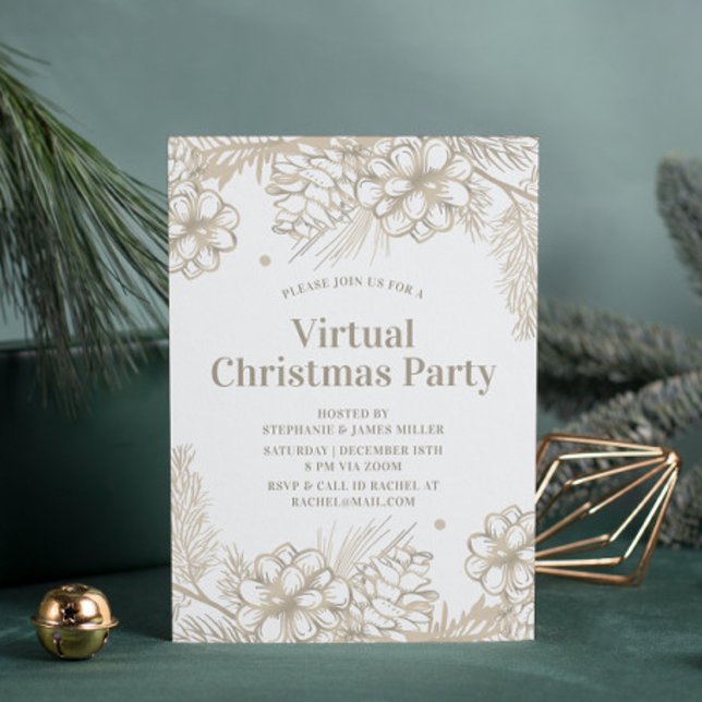 Convite Winter Floral Virtual Christmas Party Online (Criador carregado)