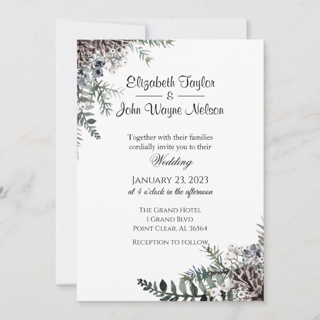 Convite Winter Floral Wedding (Frente)