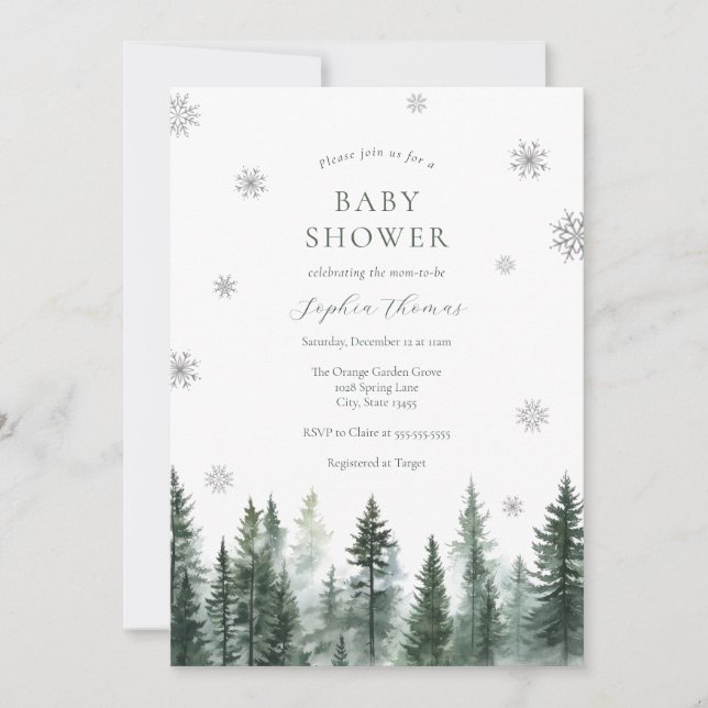 Convite Winter Forest Baby Shower Invitation (Frente)