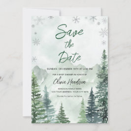 Convite Winter Forest Baby Shower Save the Date