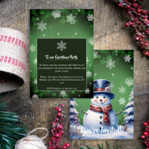 Convite Winter Forest Snowman Natal Partido Verde