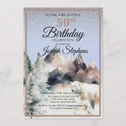 Convite Winter Forest Watercolor Birthday Invitation