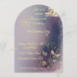 Convite Winter Glow Birthday Flat Greeting Card