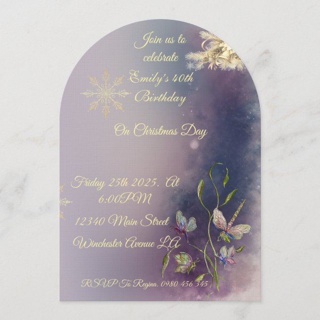 Convite Winter Glow Birthday Flat Greeting Card (Frente)