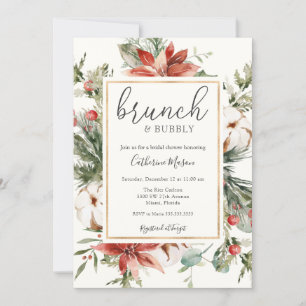 Convite Winter Greenery Brunch e Chá de panela de Bubble