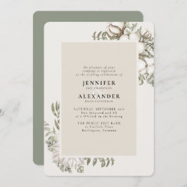 Convite Winter Greenery Floral Green RSVP Código QR Casame