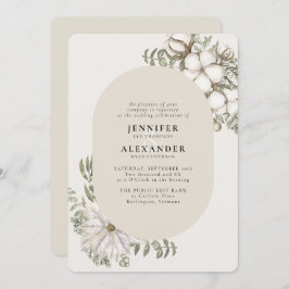 Convite Winter Greenery Floral Oval RSVP Código QR Casamen