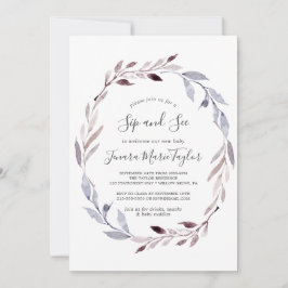 Convite Winter Greenery Wreath Sip and See