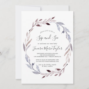 Convite Winter Greenery Wreath Sip and See