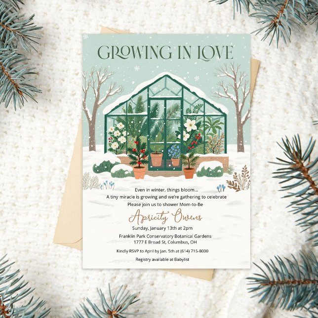 Convite Winter Greenhouse Baby Shower Invitation (Criador carregado)