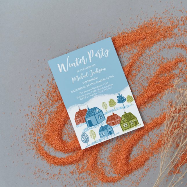 Convite Winter houses Birthday Party Baby (Criador carregado)