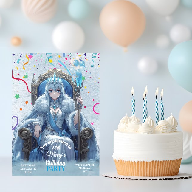 Convite Winter Ice Queen Kids Birthday (Criador carregado)