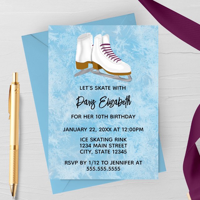 Convite Winter Ice Skates Birthday Invitation (Criador carregado)