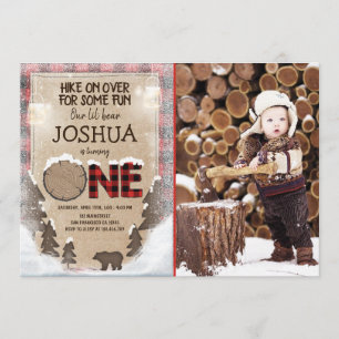 Convite Winter Lumberjack Birthday Invocation Woodland