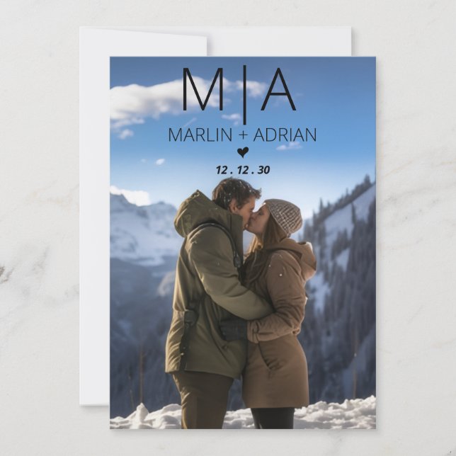 Convite Winter Mountain Wedding Invitation (Frente)