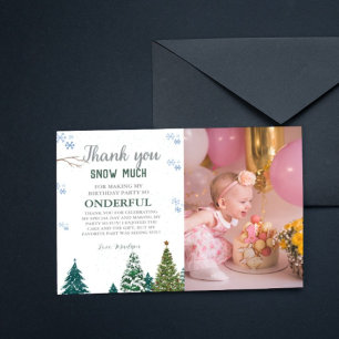 Convite Winter onderland Snowflake Obrigado Aniversário