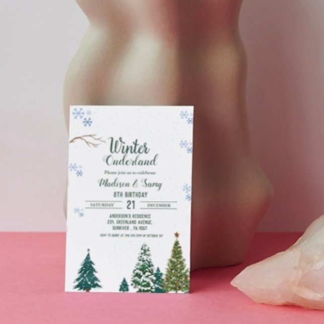 Convite Winter onderland Snowflake Obrigado Aniversário (Criador carregado)