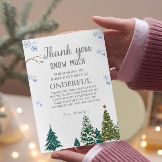 Convite Winter onderland Snowflake Obrigado Aniversário (Criador carregado)