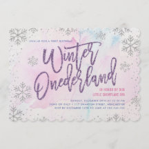 Winter ONE derland Birthday Silver Purple Pink