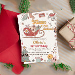 Convite Winter ONE Derland Christmas Groovy Birthday<br><div class="desc">Inverno OneDerland Natal Groovy Convite de Aniversário</div>