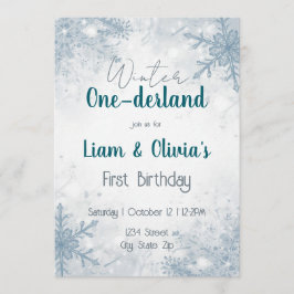 Convite Winter ONE-derland First Birthday Invitation