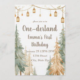 Convite Winter ONE-derland First Birthday Invitation