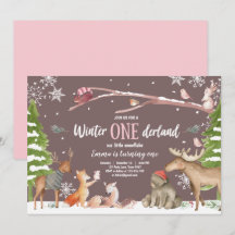 Winter ONE derland Woodland Pink Birthday