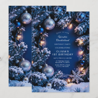 Convite Winter ONEderland 1st Birthday Invitation Editable