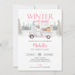 Convite Winter ONEderland, Animal Truck primeiro aniversar